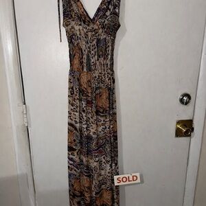 💚💚💚 Elegant V-Neck Abstract Print Maxi Jumpsuit